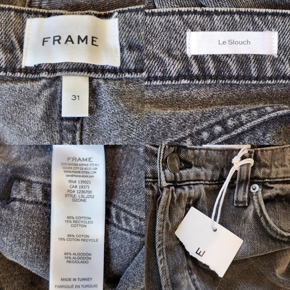 Frame Denim Le Slouch Low Rise Straight Leg Jeans Slouchy Washed Black Grey 31 - Picture 11 of 12